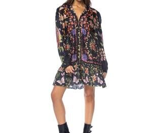 NEW MAHILA lune floral dress in black